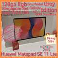 128gb 8gb Aug gift Singapore Huawei Matepad SE 11 Lte grey with freebies warranty full set