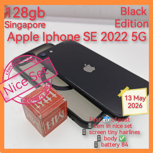 128gb Singapore apple iphone SE 5g 2022 gen 3 black with case set