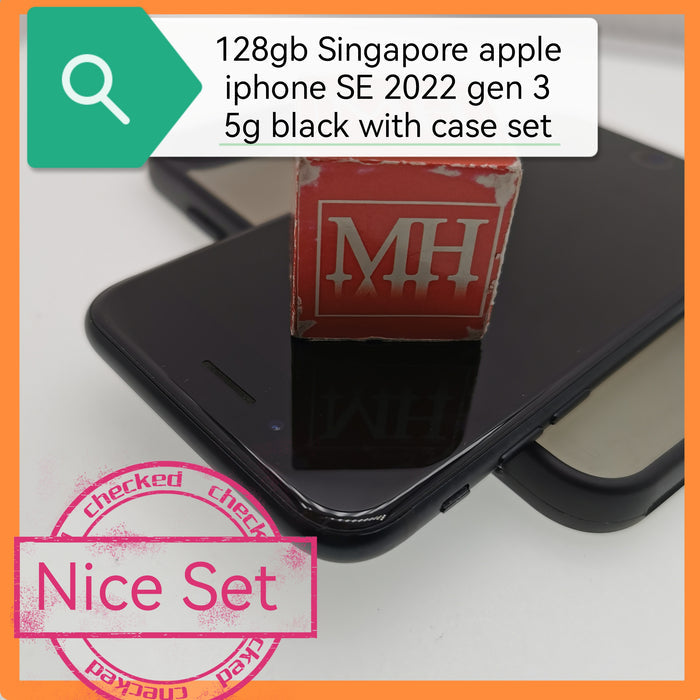128gb Singapore apple iphone SE 5g 2022 gen 3 black with case set