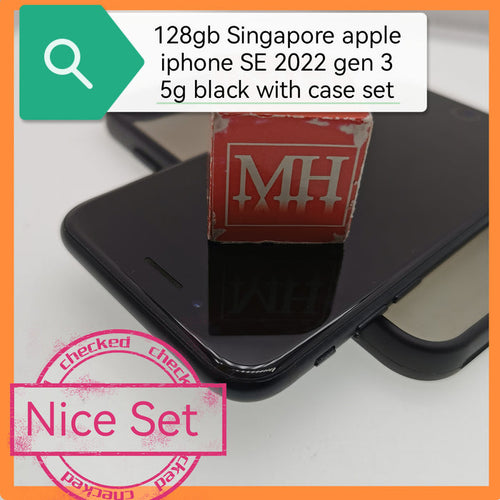128gb Singapore apple iphone SE 5g 2022 gen 3 black with case set