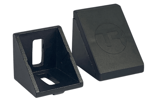 40mm (1.57") Aluminium Corner Bracket & Cap — For 8mm (0.31") Slot Extrusion Profiles