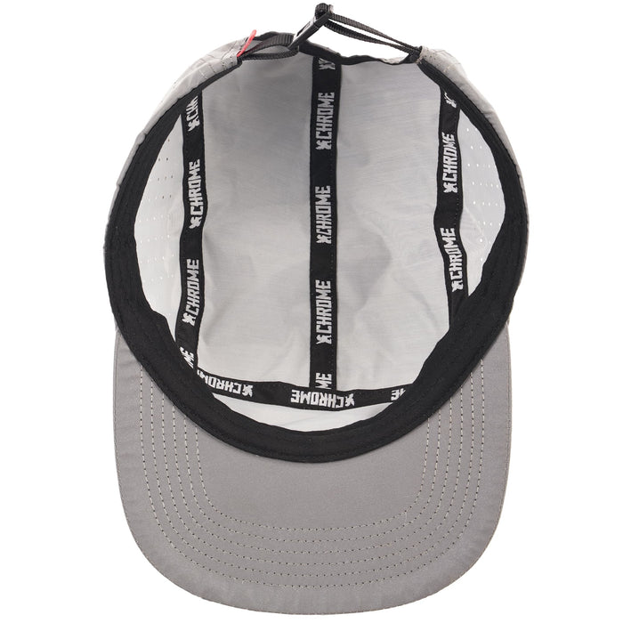 The inside of the reflective 5-panel hat