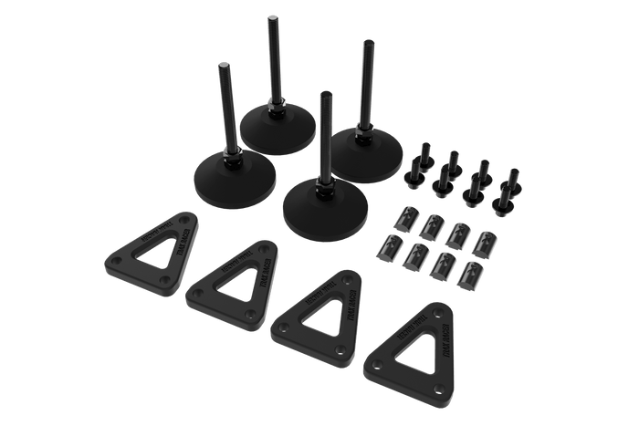 Adjustable Levelling Legs with Rubber Feet & Mounting Plates (Set of 4) for Sim Rig Chassis
