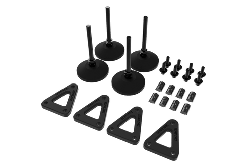 Adjustable Levelling Legs with Rubber Feet & Mounting Plates (Set of 4) for Sim Rig Chassis