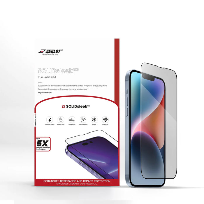 Apple iPhone 14 / iPhone 13 / iPhone 13 Pro - Zeelot SOLIDsleek Tempered Glass