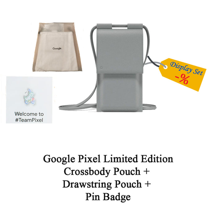 ASK PRICE DISPLAY SET Google Pixel Crossbody Pouch + Drawstring Pouch + Pin Badge Mix Colours