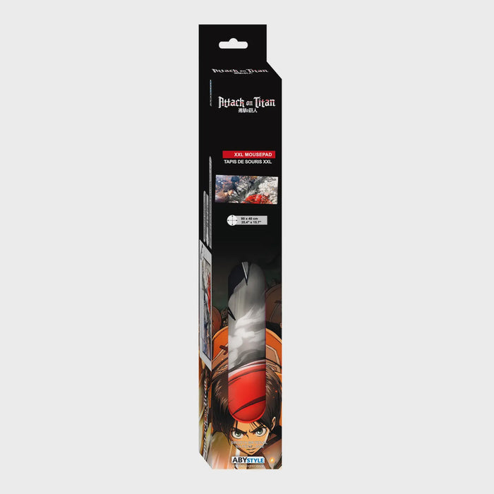 Attack On Titan Eren Vs Colossal Titan Xxl Mousepad 35 X 16
