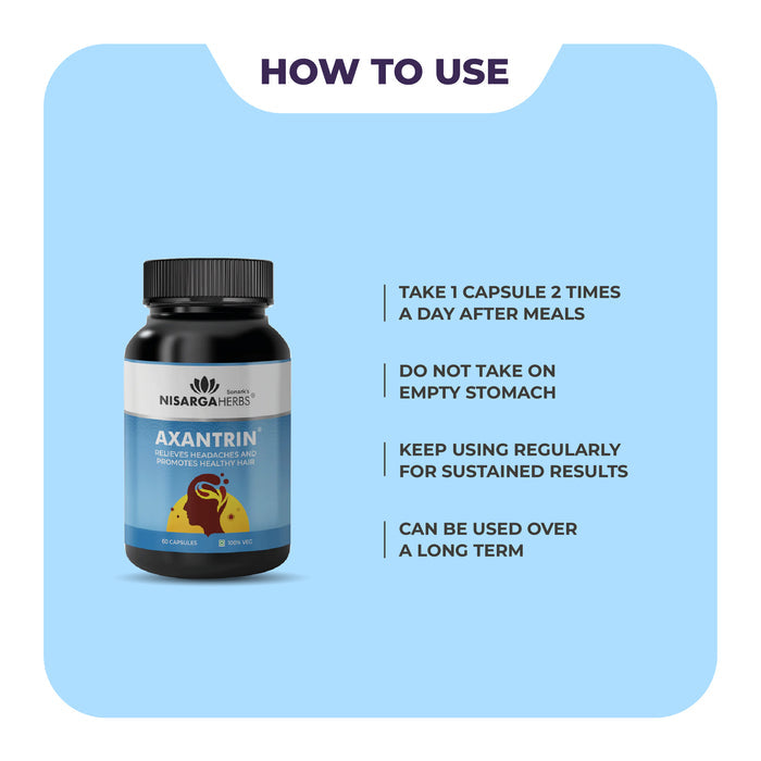 Axantrin Capsule - Ayurvedic supplement to relieve headaches and promote scalp and hair health