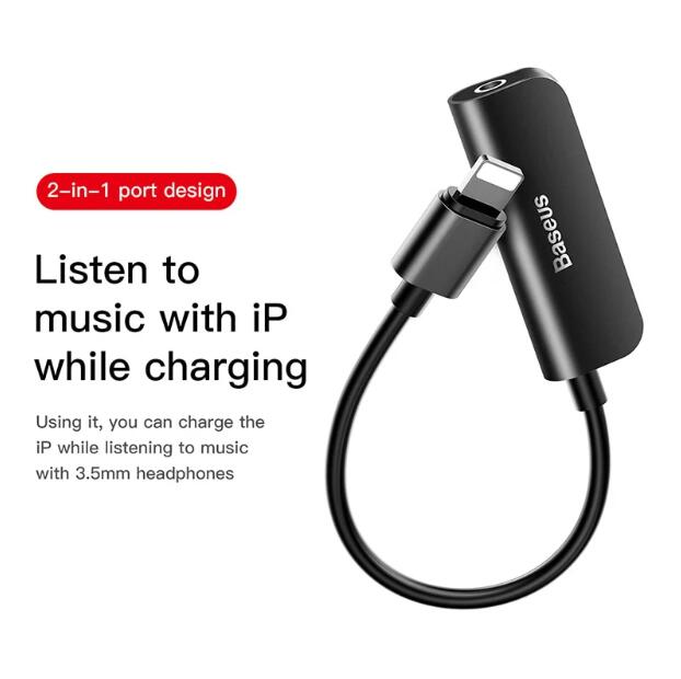Baseus Audio Converter L50 iP Male to 3.5mm + iP Female Adapter