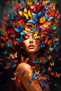 Butterfly Woman Wall Art Poster | Colorful Butterfly Art | Luxury Wall Decor