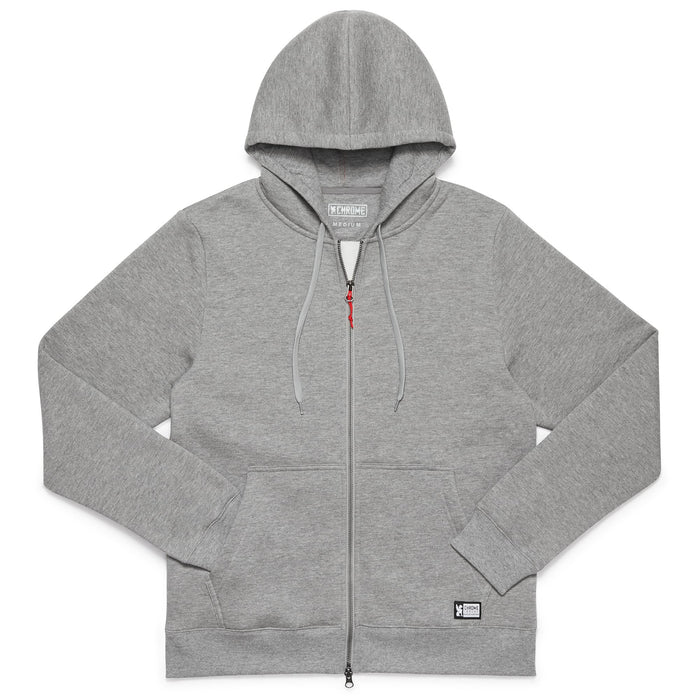 Grey fleece zip-front Hoodie #color_castlerock heather
