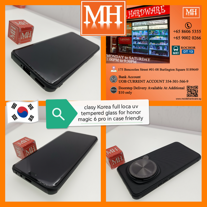 Clasy Korea full loca uv tempered glass case friendly for honor magic 6 pro set