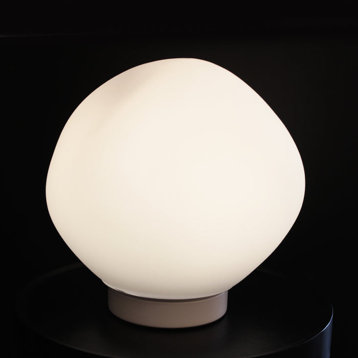Organic handcast white glass table lamp