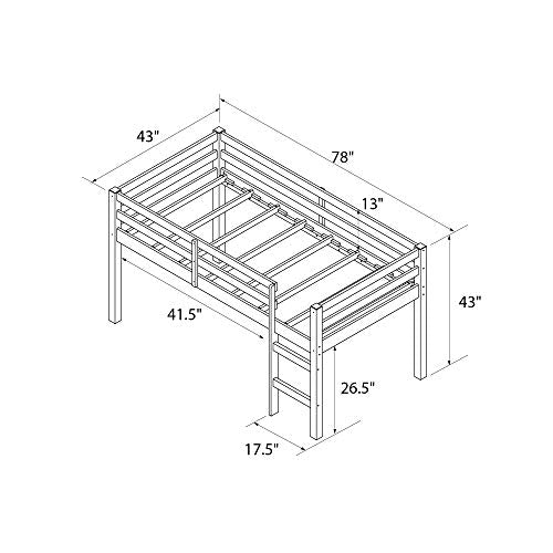 Dorel Living Milton Junior Twin Loft Bed Safe Stepladder Design