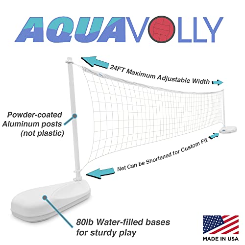 Dunn Rite AquaVolly Pool Volleyball Net Set With Water Filled Bases