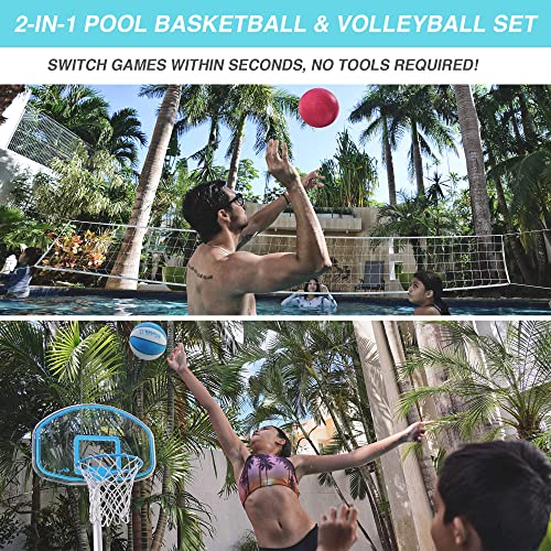 Dunn-Rite Clear Shot Pool Basketball Volleyball Set With Stainless Steel Rims