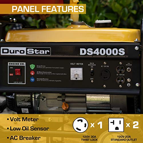 DuroStar DS4000S Portable Generator Provides 4000 Peak Watts