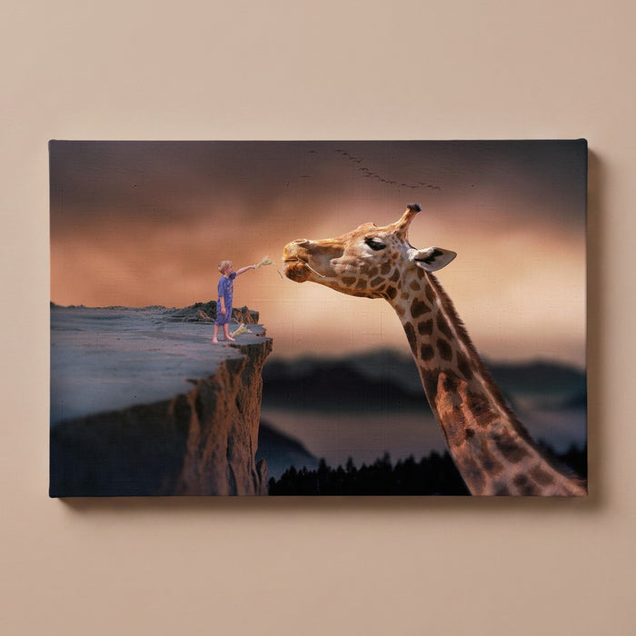 Personalized Eating Giraffe portrait canvas