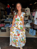 FINAL SALE - Picnic & Tropical Fruit Tie-Back Maxi Dress