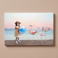 Personalized Flamingo Beach portrait canvas