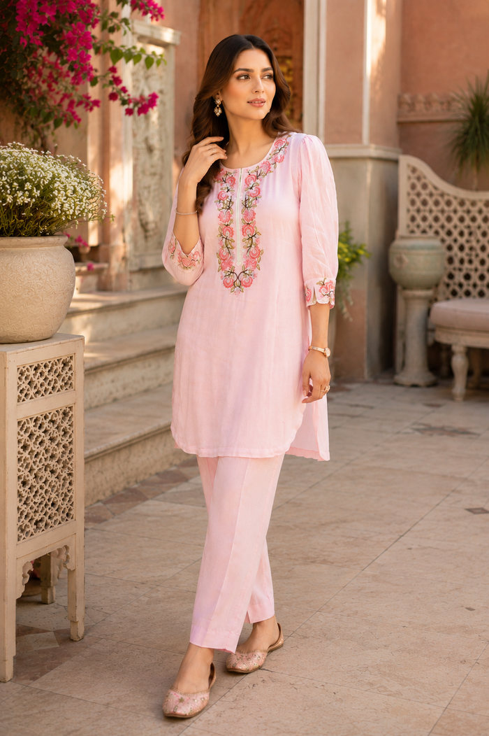 Floral Bead Embroidered Kurta Set