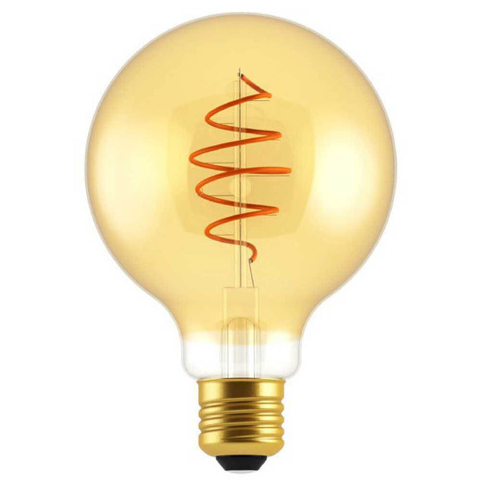 G95 Amber Glass Spiral Filament 4W 3000K Dimmable E27 Light Bulb