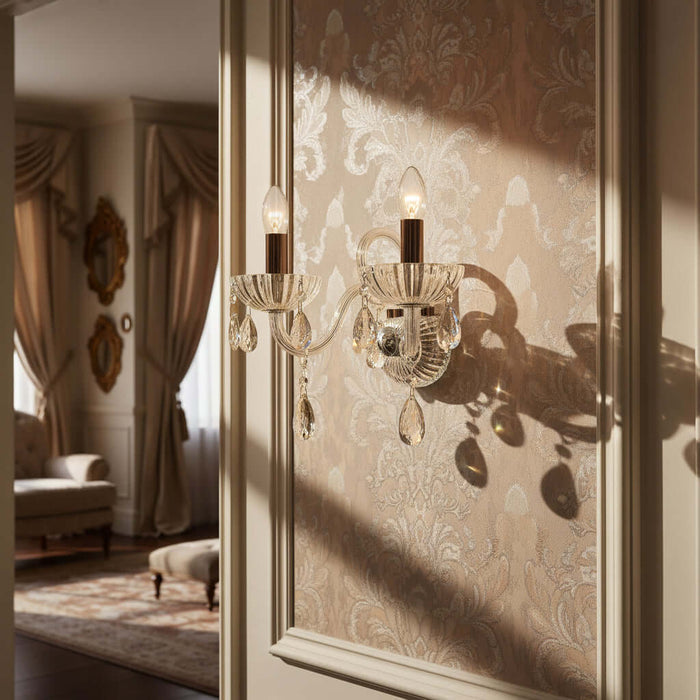 Hera Double Wall Light - Antique Brass/Champagne