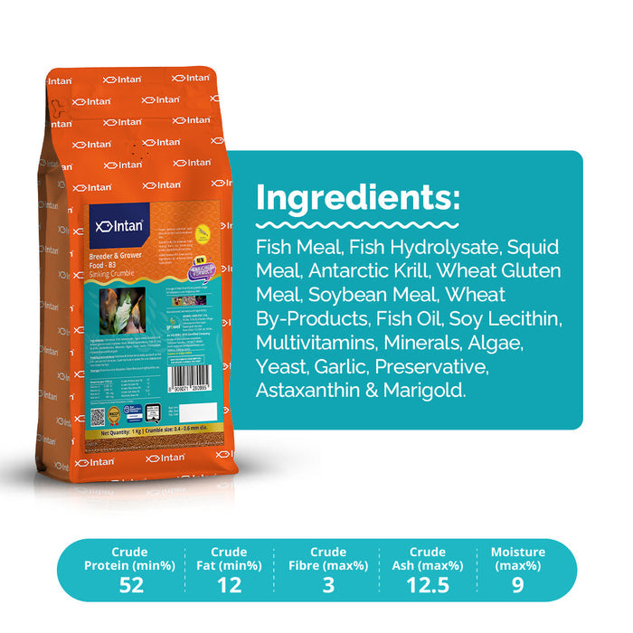 Intan Breeder & Grower Food - B3 | Slow Sinking Fish Food