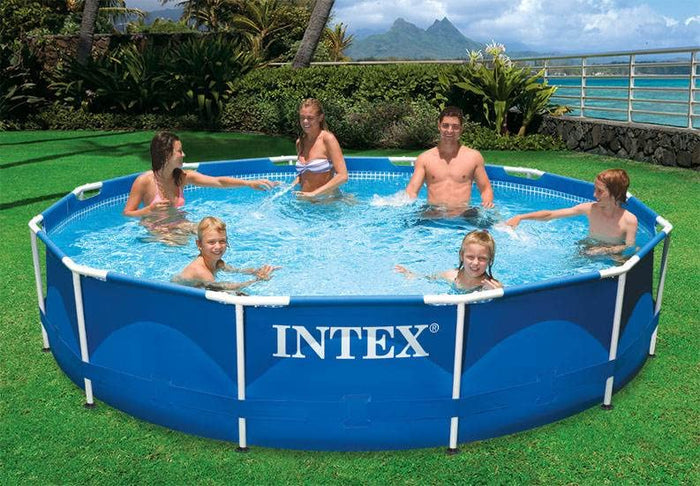 Intex 12ft Round Above Ground Metal Frame Pool With Durable Walls
