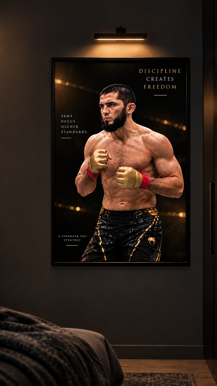 Islam Makhachev Wall Art Poster – MMA Fighter Motivation | Discipline & Strength Decor