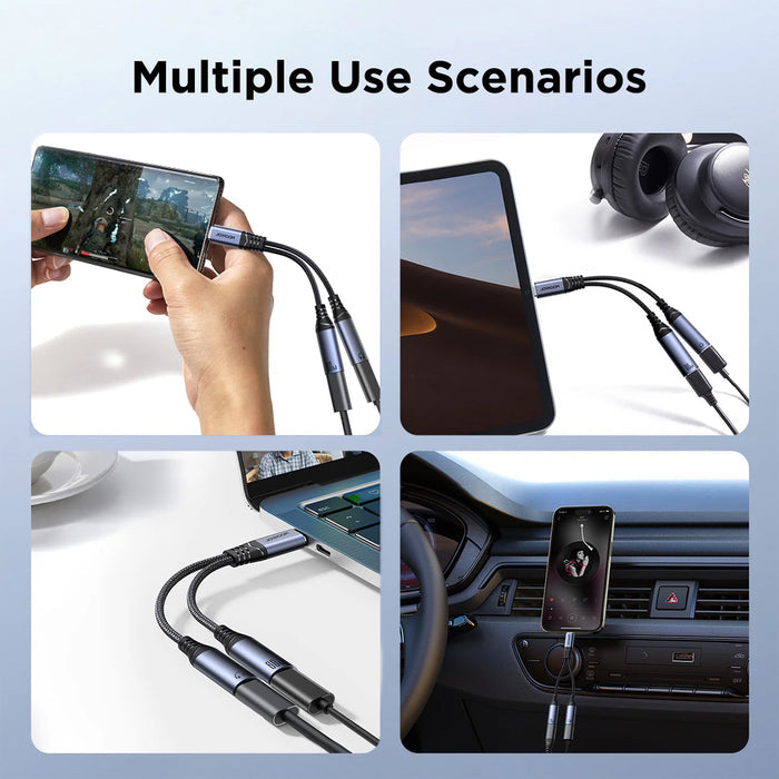 Joyroom SY-C03 Audio-Transfer Series 2-in-1 Audio Adapter Braided Nylon (Type-C to Dual Type-C)