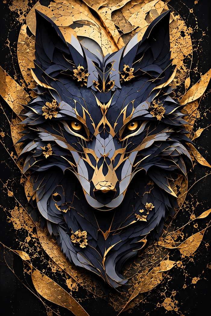 Luxury Wolf Wall Art Poster | Gold Wolf Print | Modern Animal Wall Decor