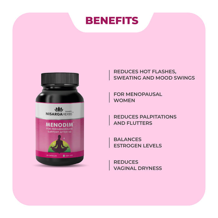 Menodim - Ayurvedic vitality capsules for reducing menopausal symptoms and hot flashes