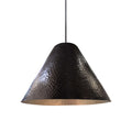 Black textured pendant light on a white background