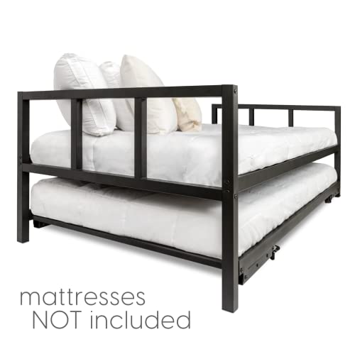 Milliard Twin Daybed And Fold Up Trundle Set Space Saving Black Frame