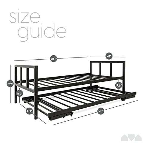 Milliard Twin Daybed And Fold Up Trundle Set Space Saving Black Frame