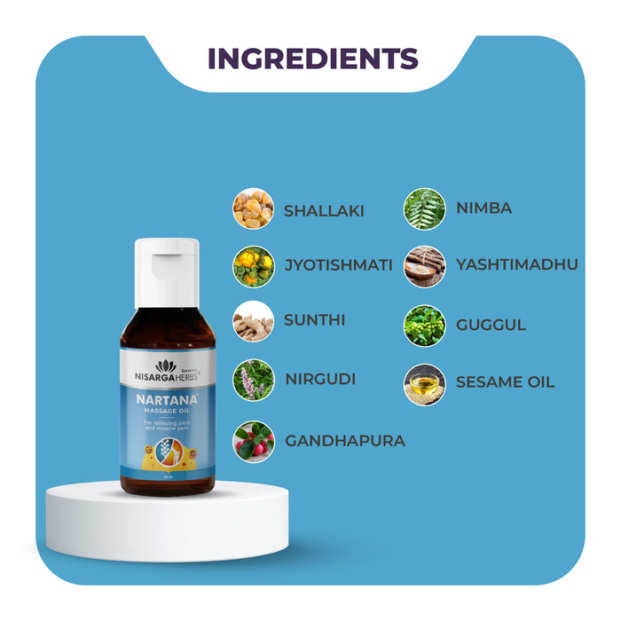 Nartana Oil & Nartana Capsule - Ayurvedic massage oil & capsule to relieve joint and muscle pain