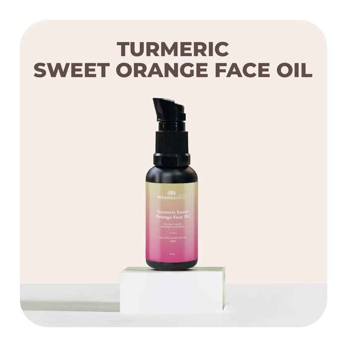 Nisarga Herbs Turmeric Sweet Orange Face Oil - Rejuvenative, non-sticky formula for oily skin