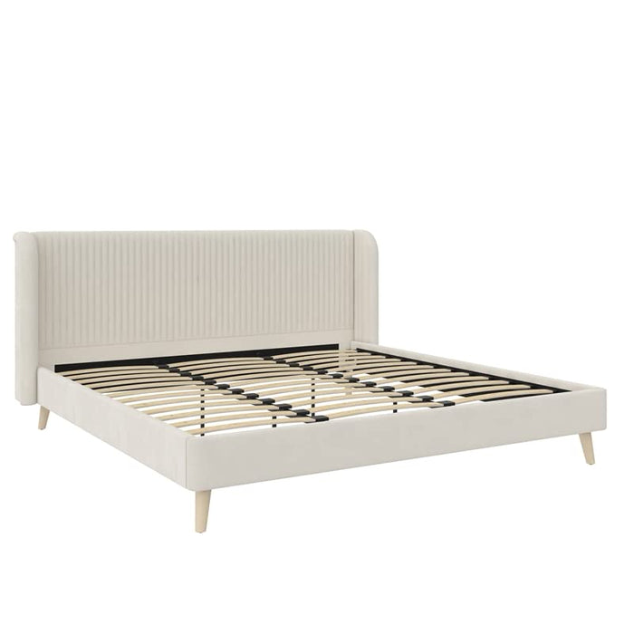 Novogratz Holly Wingback Bed Frame Stylish Tufted Headboard