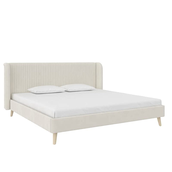 Novogratz Holly Wingback Bed Frame Stylish Tufted Headboard