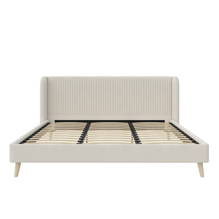 Novogratz Holly Wingback Bed Frame Stylish Tufted Headboard
