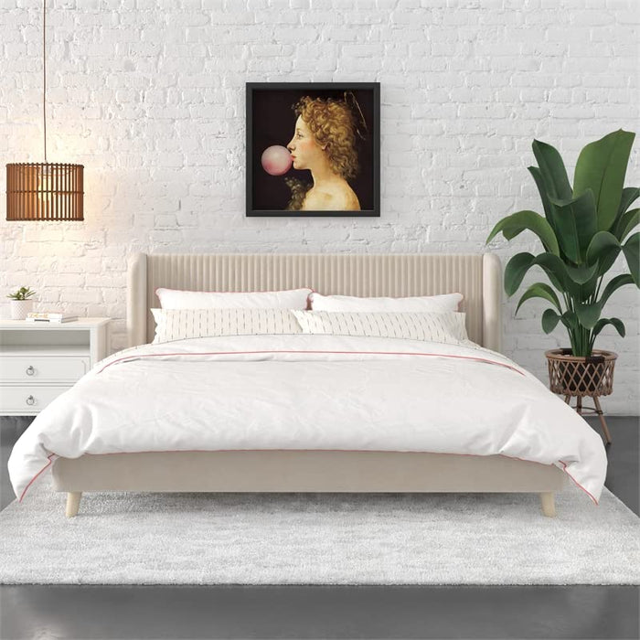 Novogratz Holly Wingback Bed Frame Stylish Tufted Headboard
