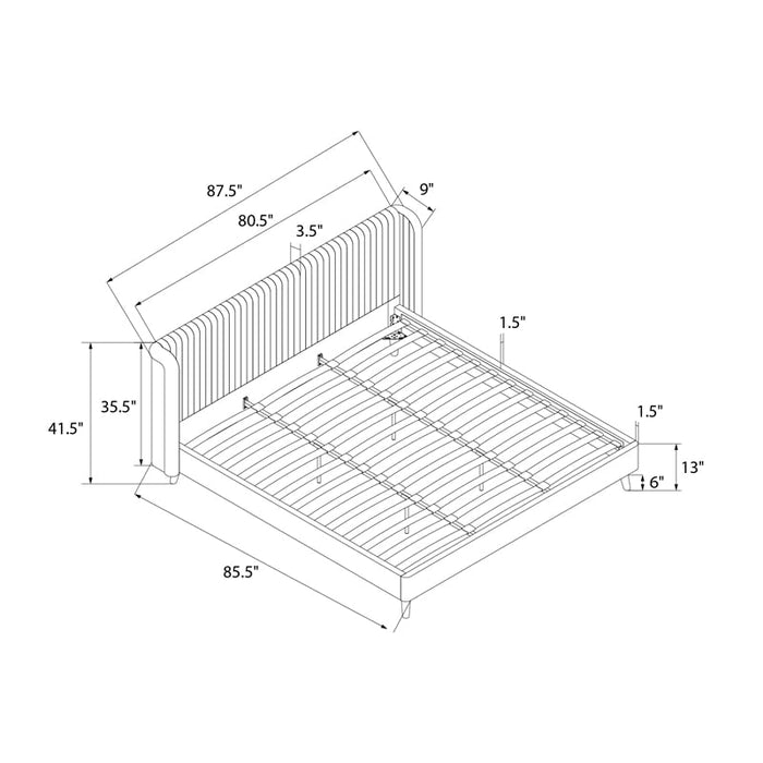 Novogratz Holly Wingback Bed Frame Stylish Tufted Headboard