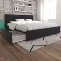 Novogratz Kelly Storage Bed King Dark Gray Linen Featuring Drawers