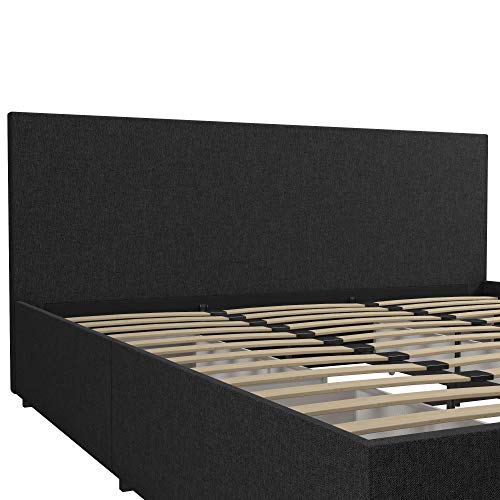 Novogratz Kelly Storage Bed King Dark Gray Linen Featuring Drawers