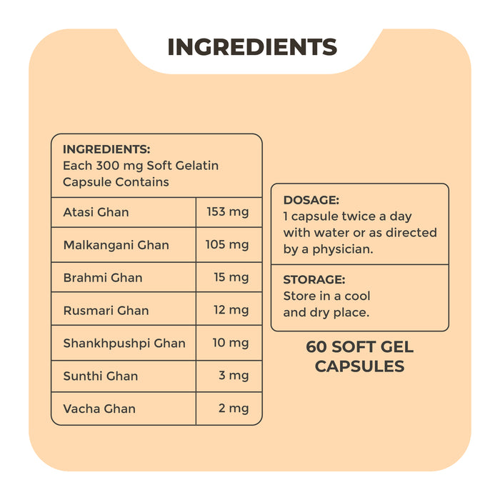 Nurosmart Capsule - Ayurvedic brain supplement for strengthening memory, focus & attention
