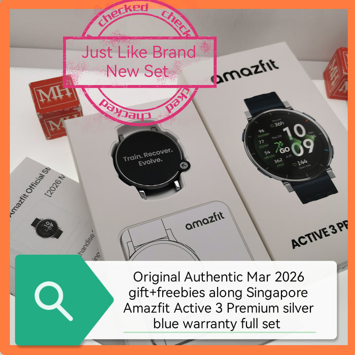 Original Authentic 2026 gift+freebies Amazfit active 3 Premium silver blue warranty full set