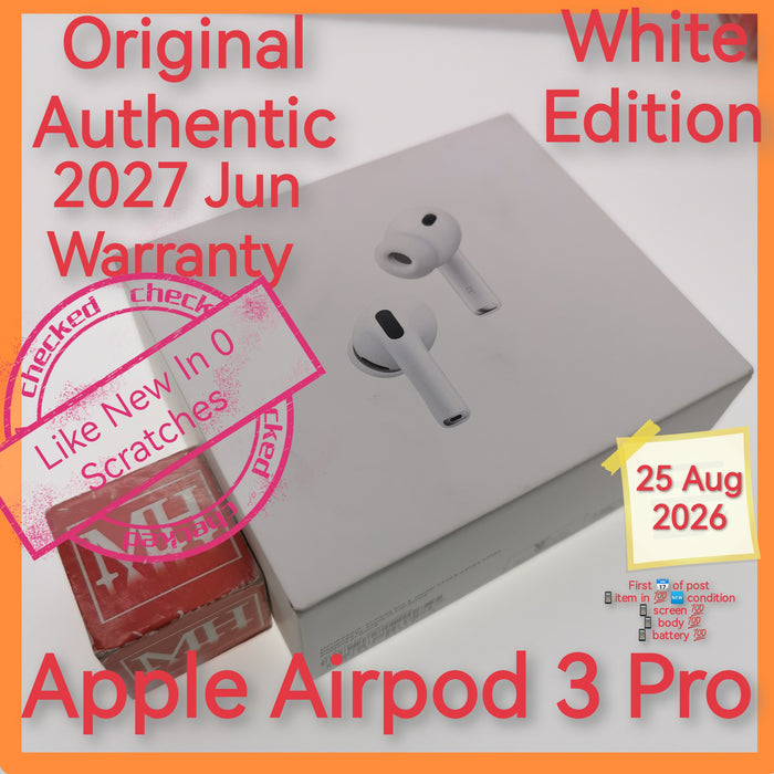 Original Authentic 2027 jun warranty Singapore apple Airpod 3 Pro white warranty full set