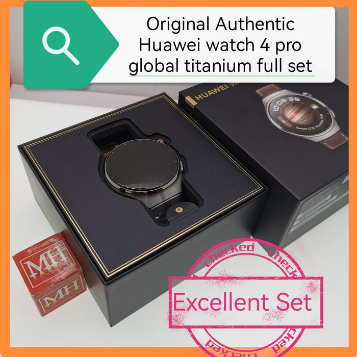 Original Authentic Huawei watch 4 pro titanium+leather global version full set