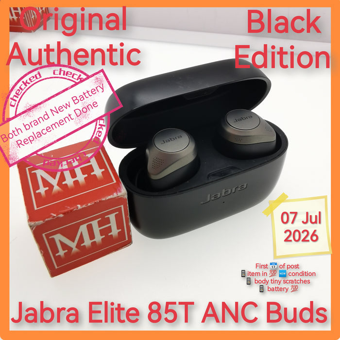 Original Authentic New Battery Replacement Done Jabra Elite 85T ANC Buds black set